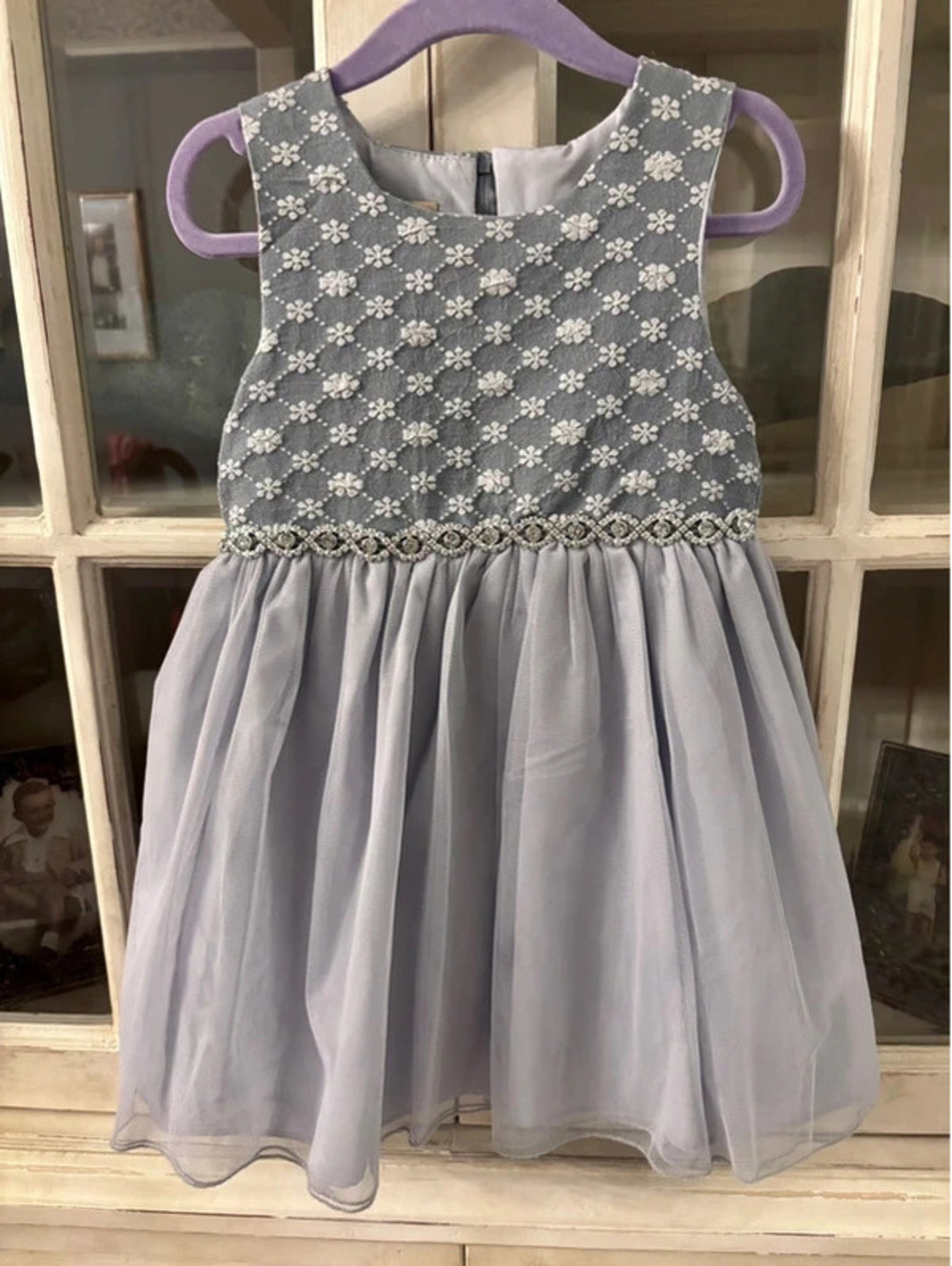Purple Rose Silver Gray Tulle Party Dress Girls 4T Special Occasion